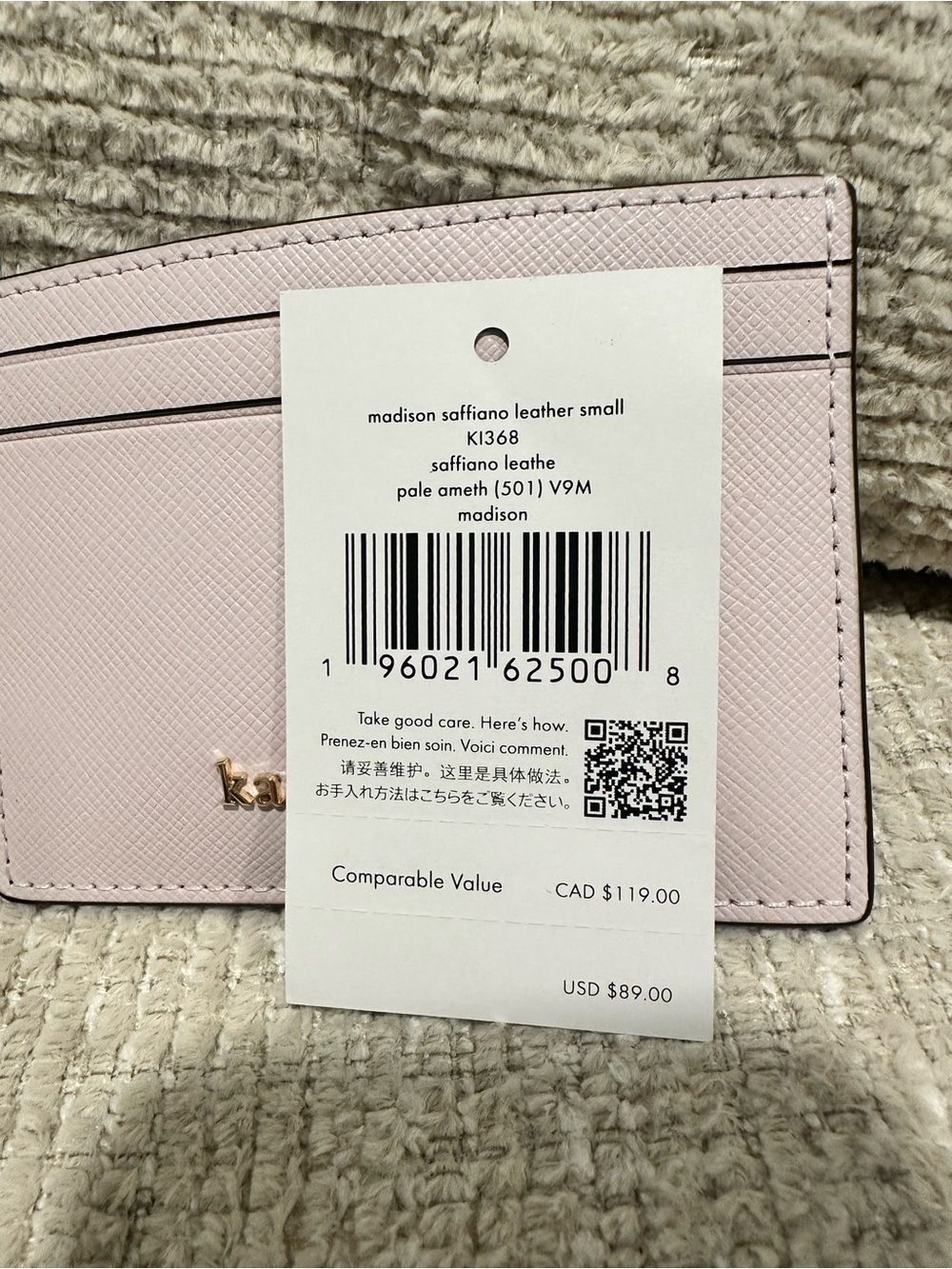 NWT-Kate Soade Pale Pink Saffiano Leather Card Holder - Picture 7 of 7